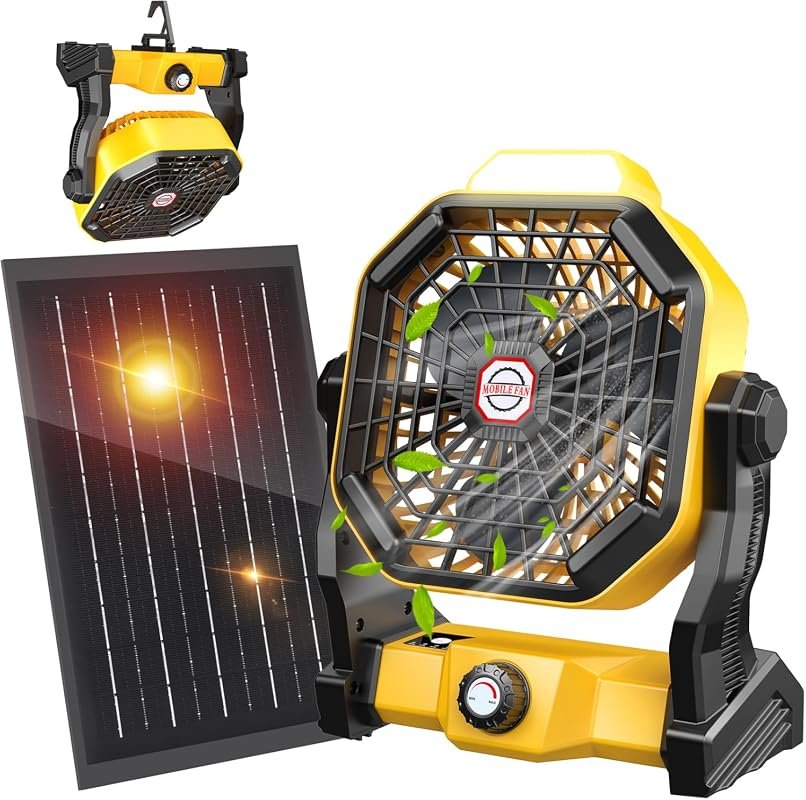 JINLICTE Solar Powered Camping Fan