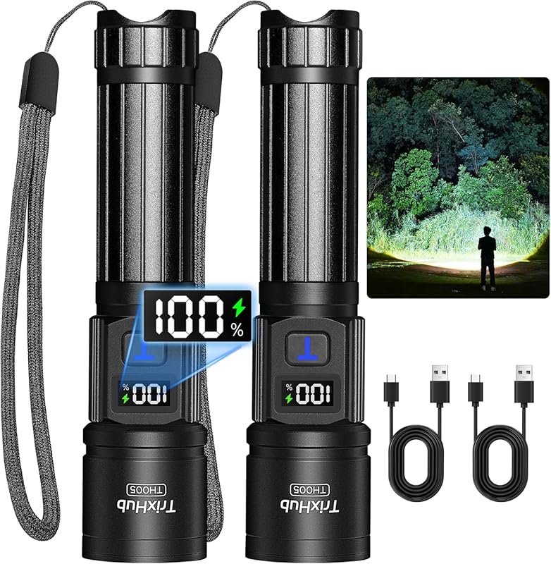 TrixHub Rechargeable LED Flashlight 2-Pack