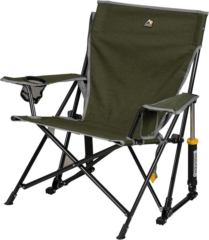 GCI Outdoor Kickback Rocker, Portable Folding Camping Chair with Drink