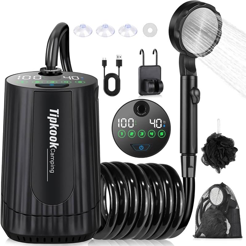 10000mAh Rechargeable Camping Shower, High-Pressure IPX8 Waterproof Pu