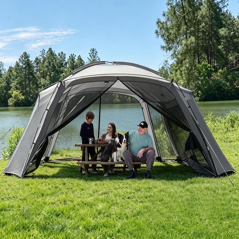 TIMBER RIDGE 15x10 Ft Screen House Tent with Mesh Netting, Dual Doors,