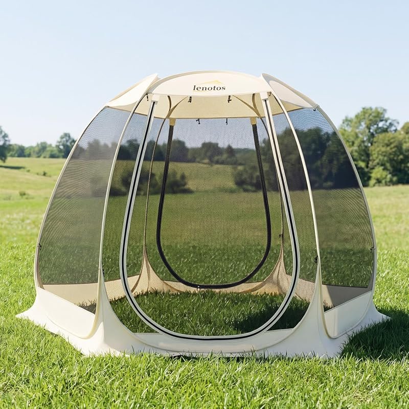Lenotos 10x10 Pop Up Screen House Tent with Mosquito Netting, Portable