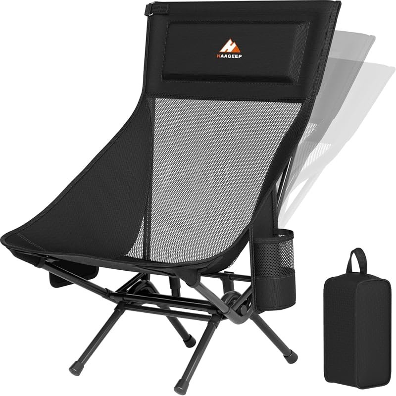Heavy Duty Armless Rocking Camping Chair, 500 lbs Capacity Folding Out