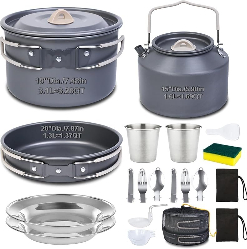 22-Piece Large Camping Cookware Set