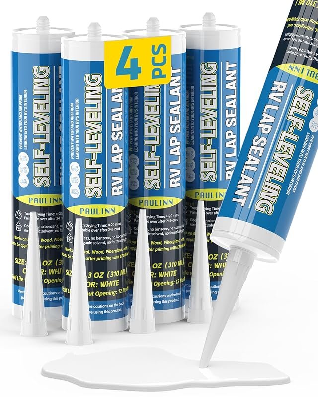 PAULINN Self Leveling RV Roof Sealant, White Flexible Waterproof Caulk