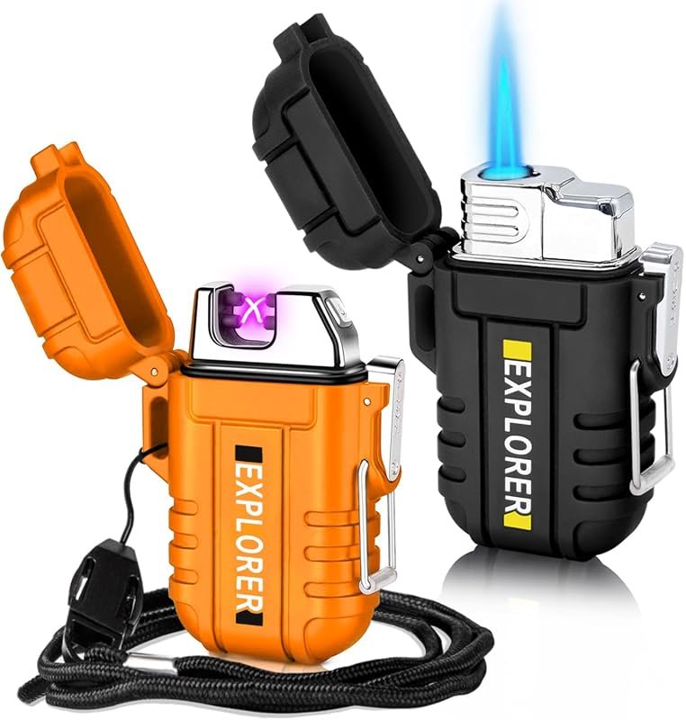 2-Pack Waterproof USB Rechargeable Dual Arc Plasma Lighters for Outdoo