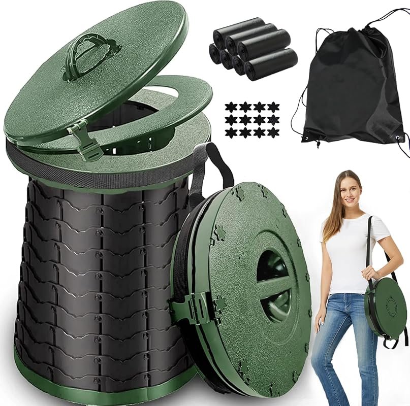ALEVMOOM XXL Portable Camping Toilet, 880lb Capacity, Adjustable Heigh