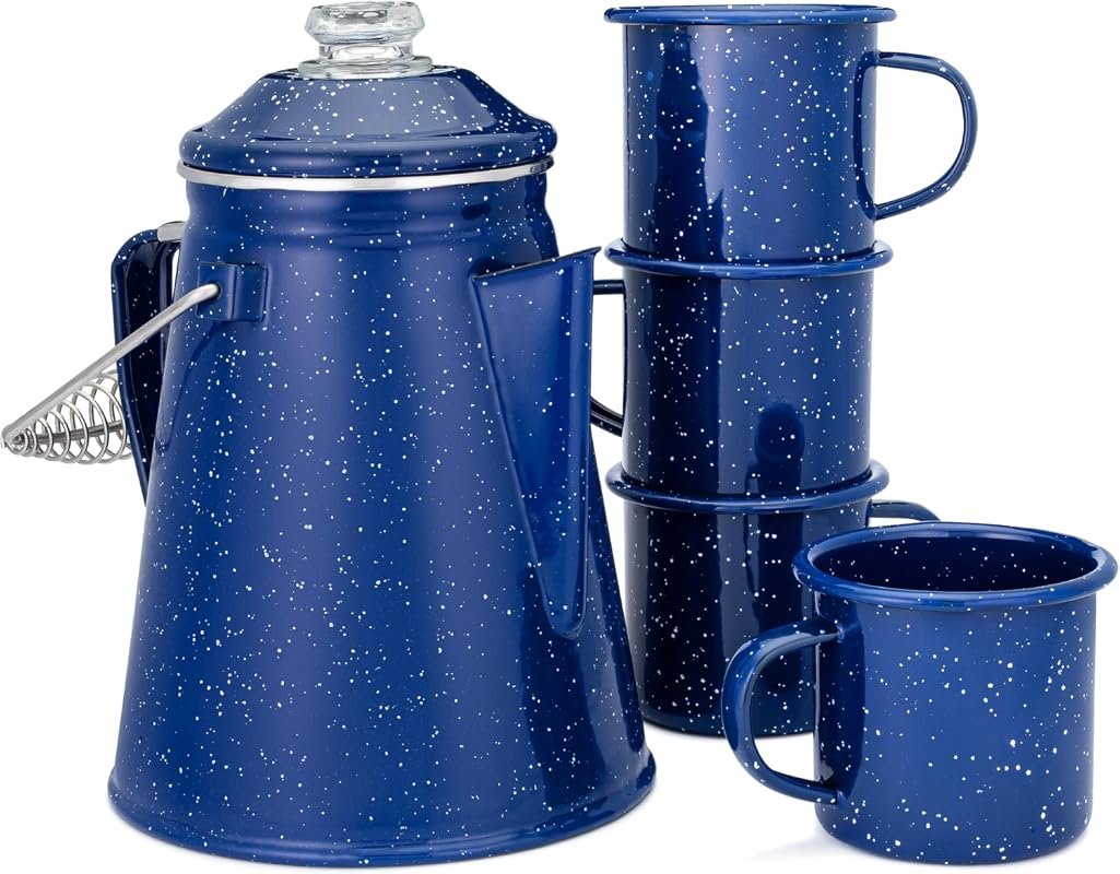 COLETTI Classic Enamel Camping Coffee Percolator Set