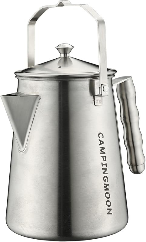 CAMPINGMOON 1.5L Stainless Steel Campfire Kettle for Coffee and Tea, D