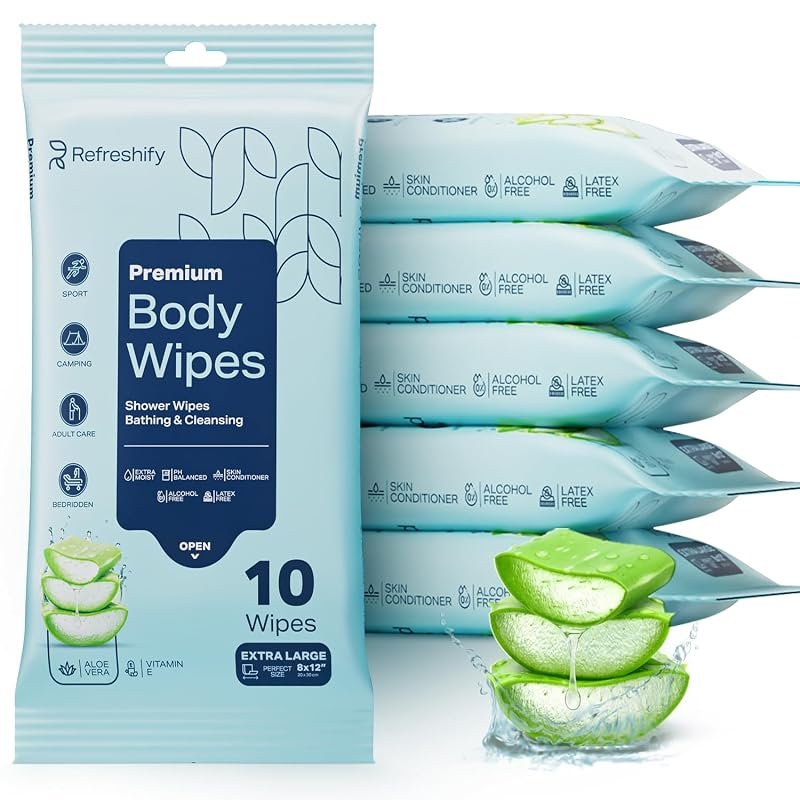 XL No-Rinse Shower Wipes