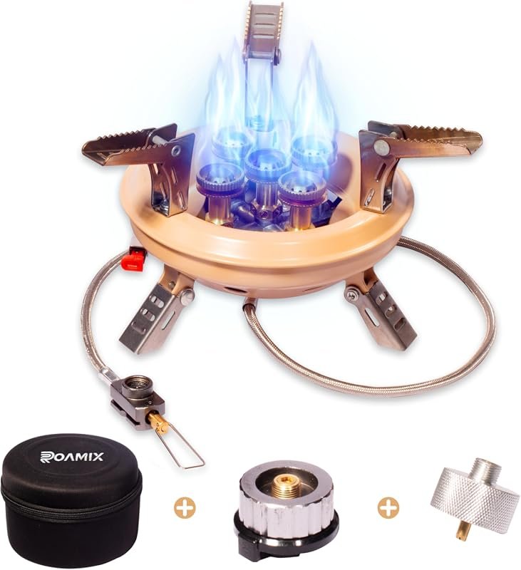 Roamix 54,500 BTU Multi-Fuel Portable Camping Stove with Windproof Bur