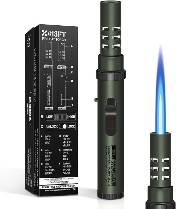 Windproof Refillable Jet Flame Torch Lighter with Safety Lock and Fuel