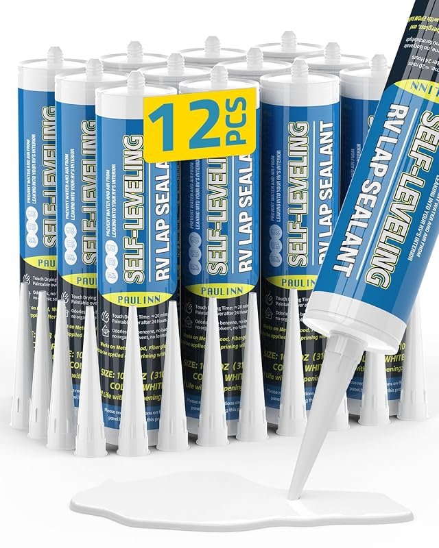 PAULINN Self Leveling RV Roof Sealant 12 Pack, White Flexible Waterpro