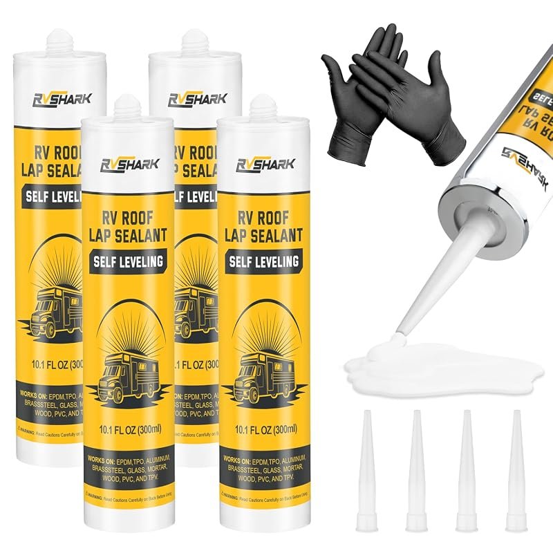 Self Leveling RV Roof Sealant 4 Pack, White Waterproof Lap Sealant for