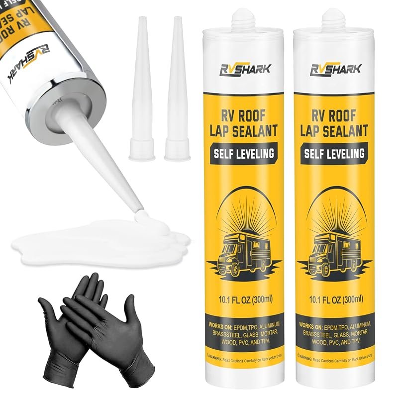 Self Leveling RV Roof Sealant 2 Pack, White Waterproof Lap Sealant for