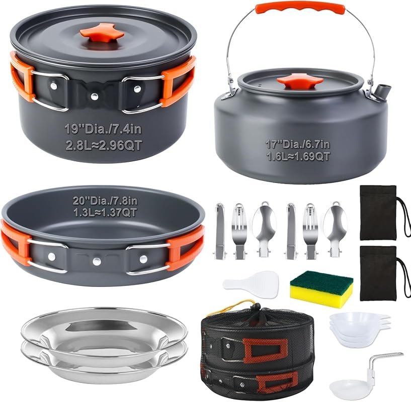 18-Piece Large Capacity Camping Cookware Set